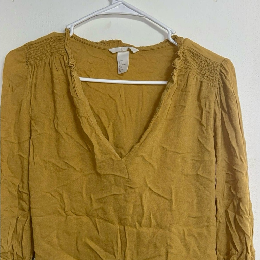 H&M Mustard V-Neck Blouse
